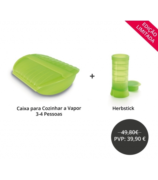 Kit Caixa para Cozinhar a Vapor c/ Bandeja + Herbstick – Lékué