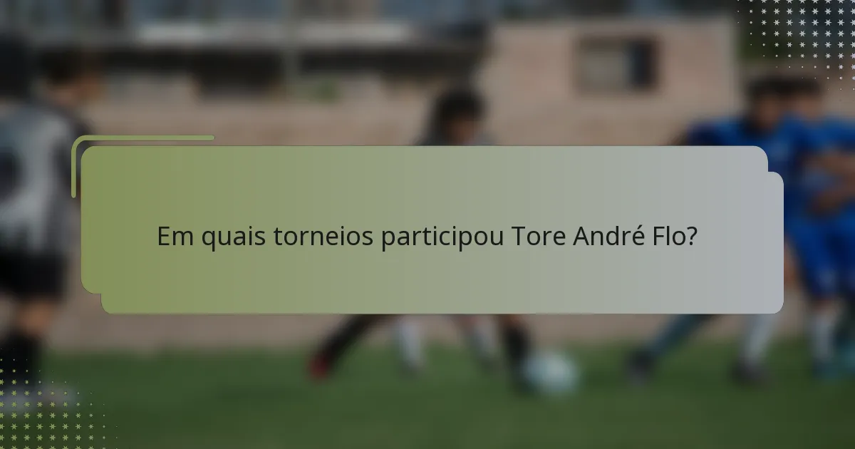 Em quais torneios participou Tore André Flo?