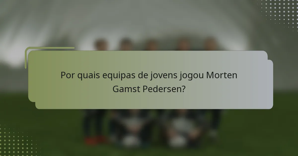Por quais equipas de jovens jogou Morten Gamst Pedersen?